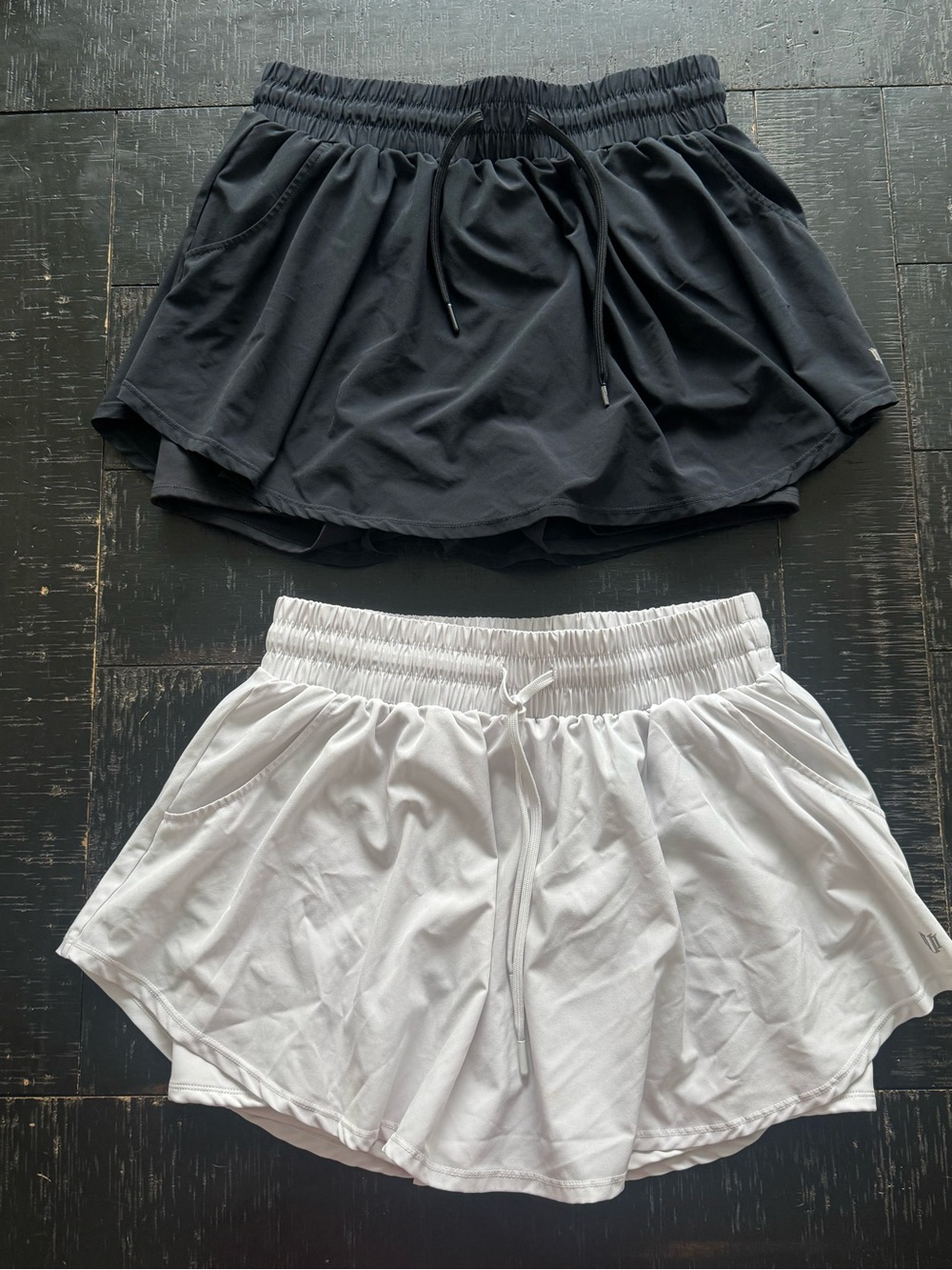 Women’s Elastic Waist Active Skort - Lot of 2 - Black & White